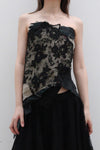 marc le bihan beaded lace silk top 26152 E23 black